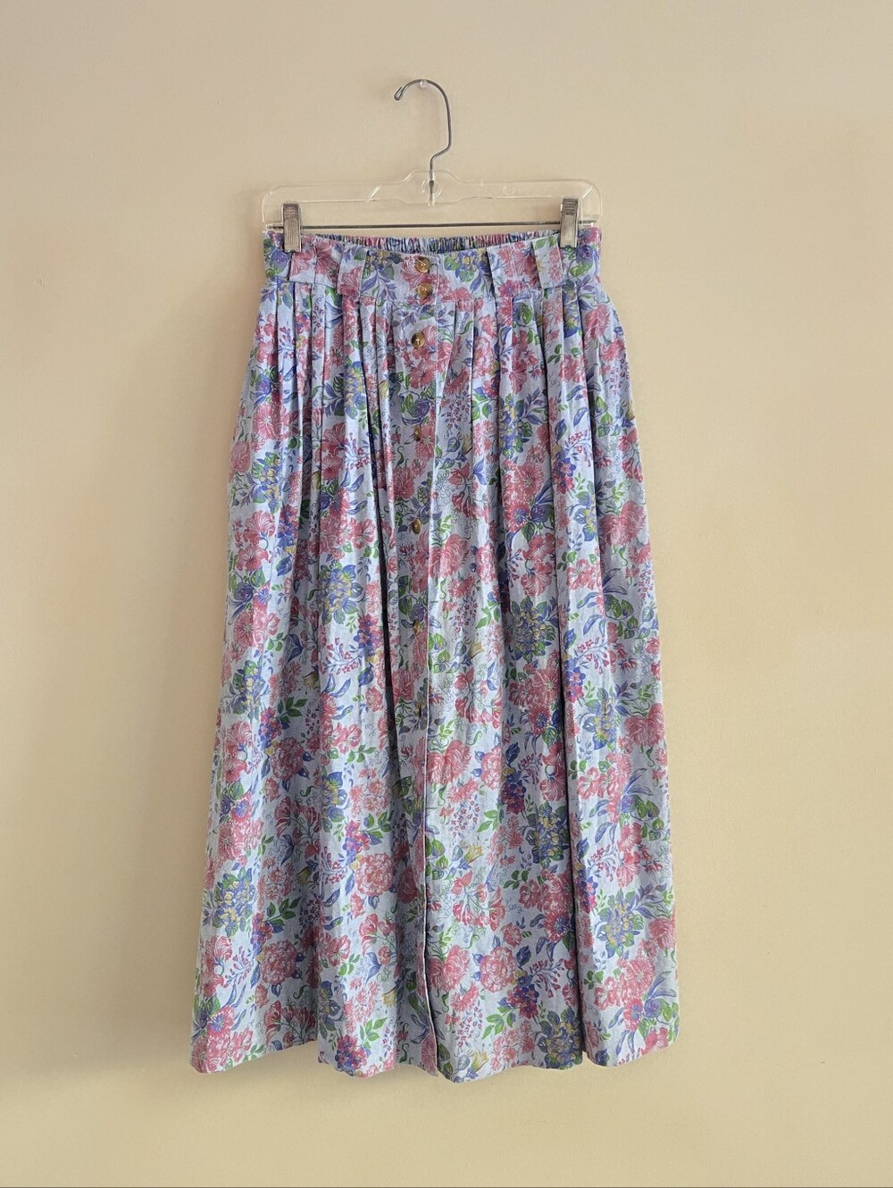 Briggs Vintage Midi Floral Cotton Button Down Skirt Size 12